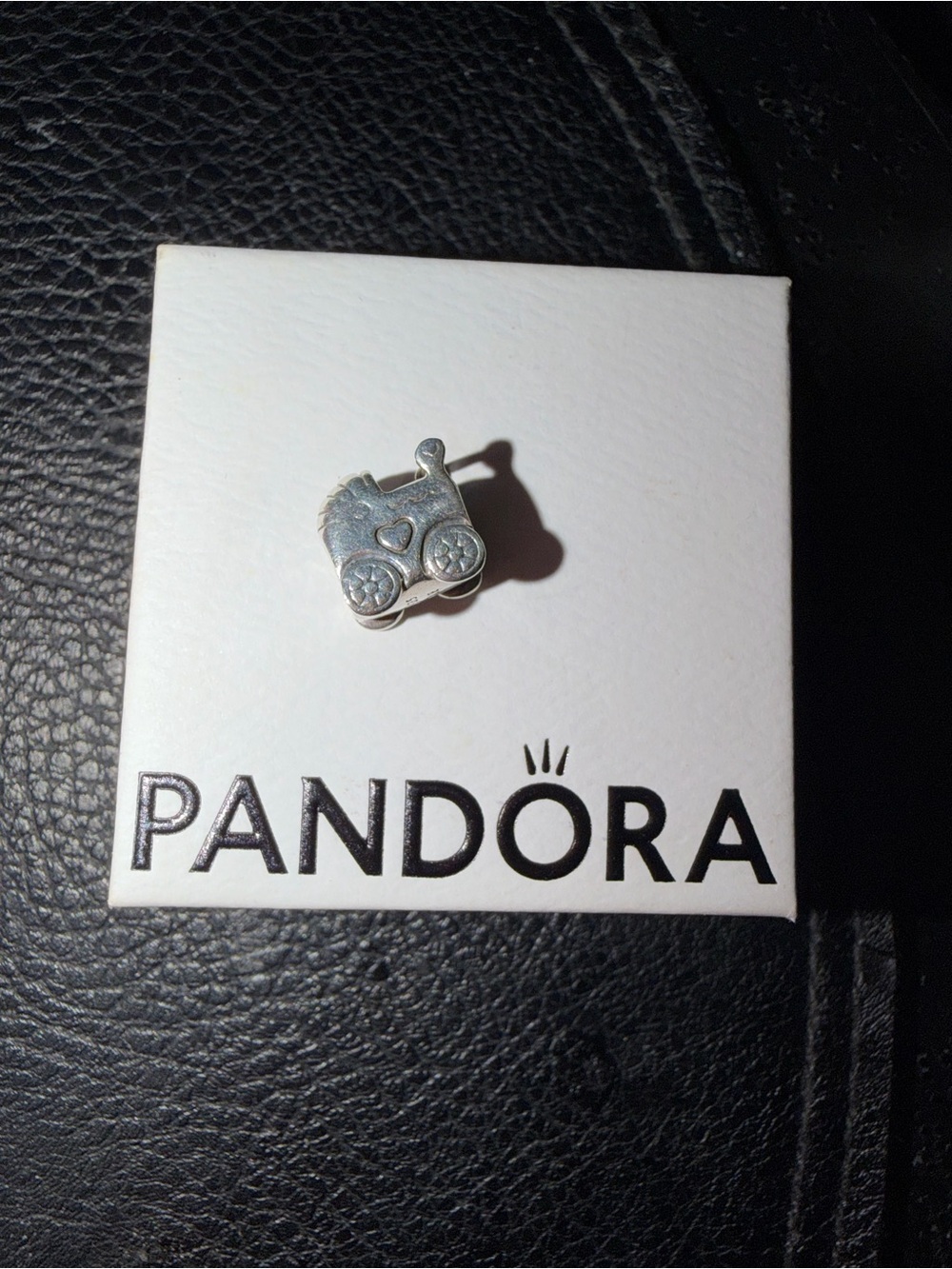 Pandora Silver Baby Carriage Charm with Heart Accent